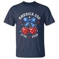 250 Anniversary USA T Shirt Cherry Coquette Bow 4th Of July 1776 2026 250th Birthday