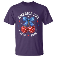 250 Anniversary USA T Shirt Cherry Coquette Bow 4th Of July 1776 2026 250th Birthday