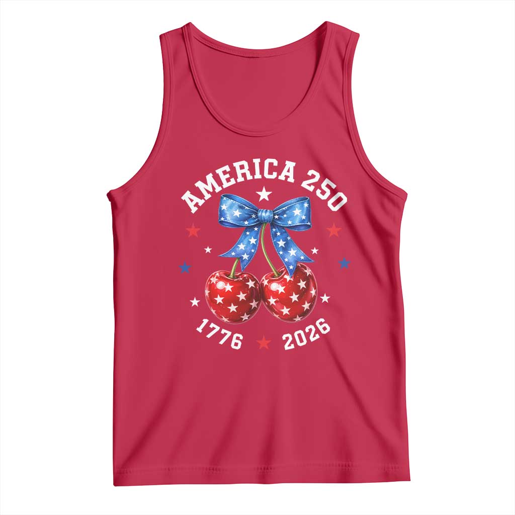 250 Anniversary USA Tank Top Cherry Coquette Bow 4th Of July 1776 2026 250th Birthday