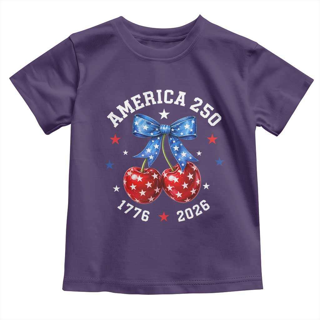 250 Anniversary USA Toddler T Shirt Cherry Coquette Bow 4th Of July 1776 2026 250th Birthday