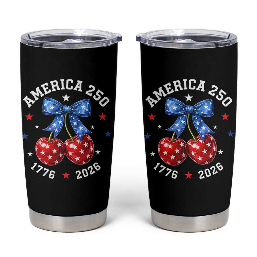 250 Anniversary USA Tumbler Cup Cherry Coquette Bow 4th Of July 1776 2026 250th Birthday