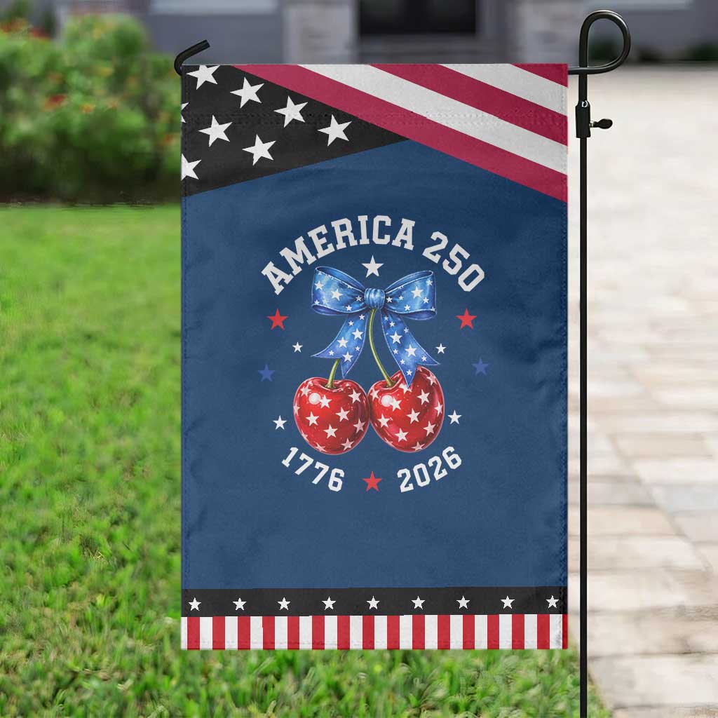 250 Anniversary USA Patriotic Garden Flag Cherry Coquette Bow 4th Of July 1776 2026 250th Birthday