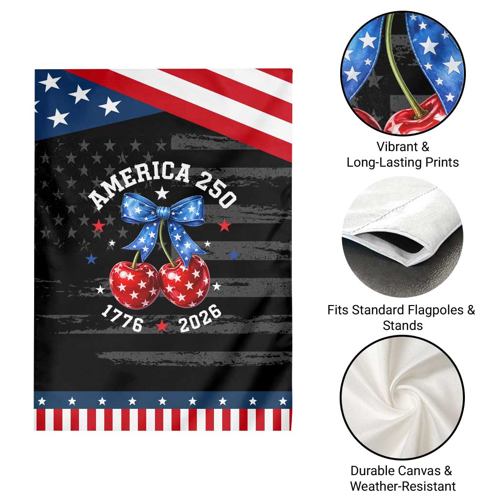 250 Anniversary USA Patriotic Garden Flag Cherry Coquette Bow 4th Of July 1776 2026 250th Birthday