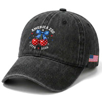 250 Anniversary USA Washed Cotton Baseball Cap Cherry Coquette Bow 4th Of July 1776 2026 250th Birthday