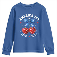 250 Anniversary USA Youth Sweatshirt Cherry Coquette Bow 4th Of July 1776 2026 250th Birthday