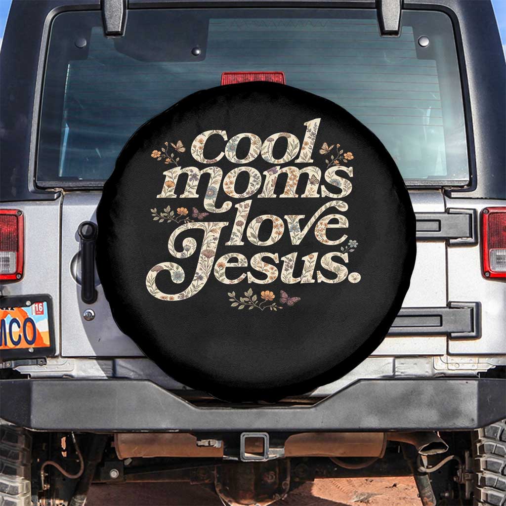 Cool Moms Love Jesus Spare Tire Cover Vintage Floral Boho Wildflower Christian Mama Mothers Day