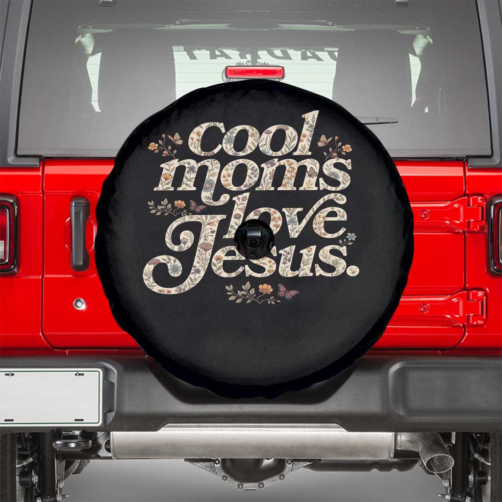 Cool Moms Love Jesus Spare Tire Cover Vintage Floral Boho Wildflower Christian Mama Mothers Day