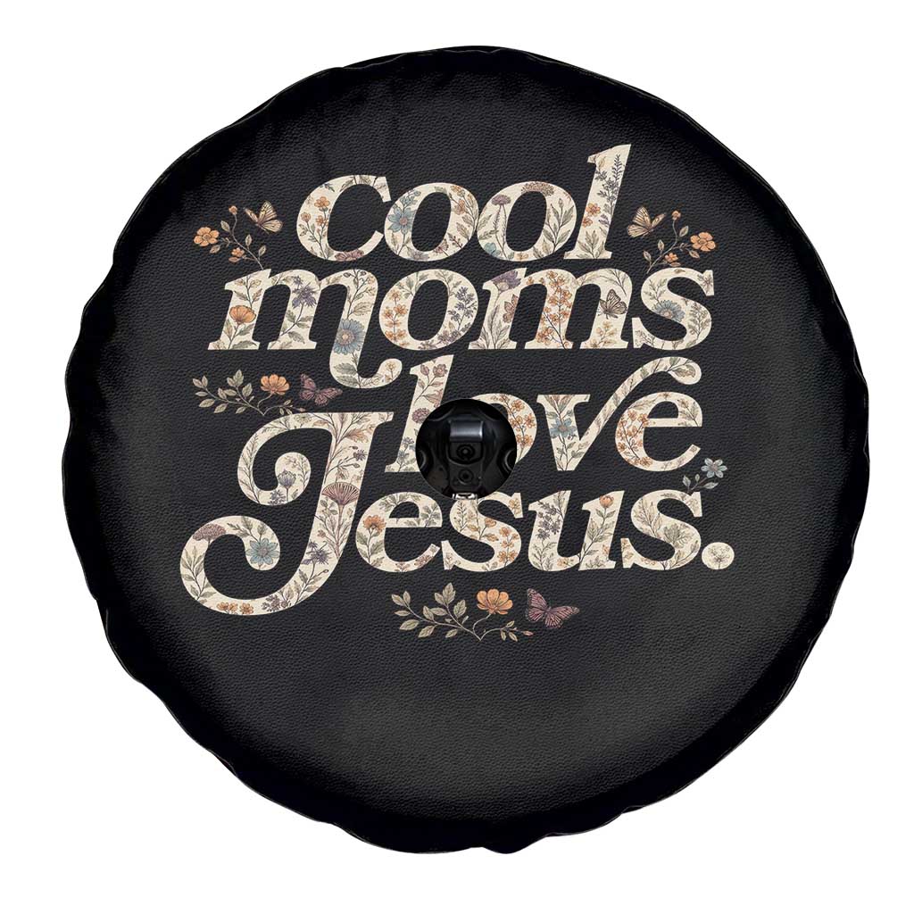 Cool Moms Love Jesus Spare Tire Cover Vintage Floral Boho Wildflower Christian Mama Mothers Day