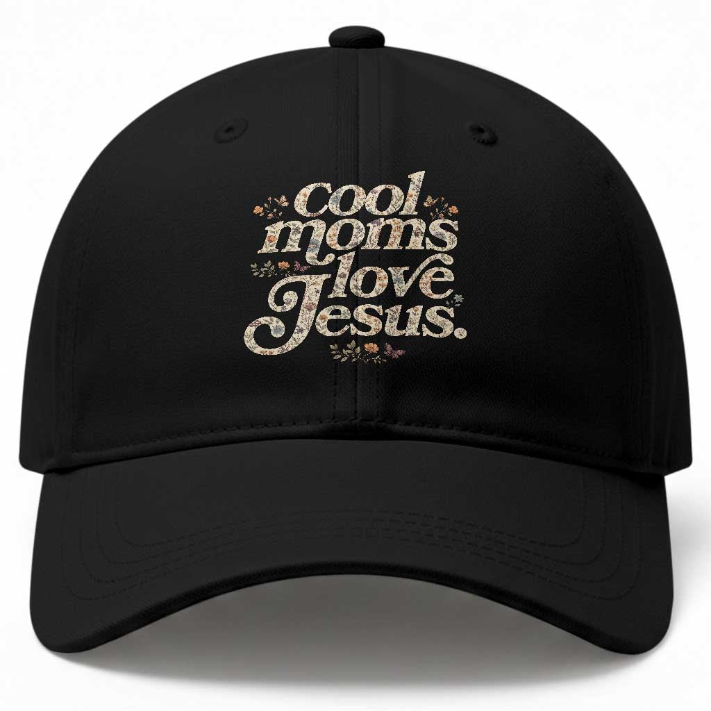 Cool Moms Love Jesus Baseball Cap Vintage Floral Boho Wildflower Christian Mama Mothers Day