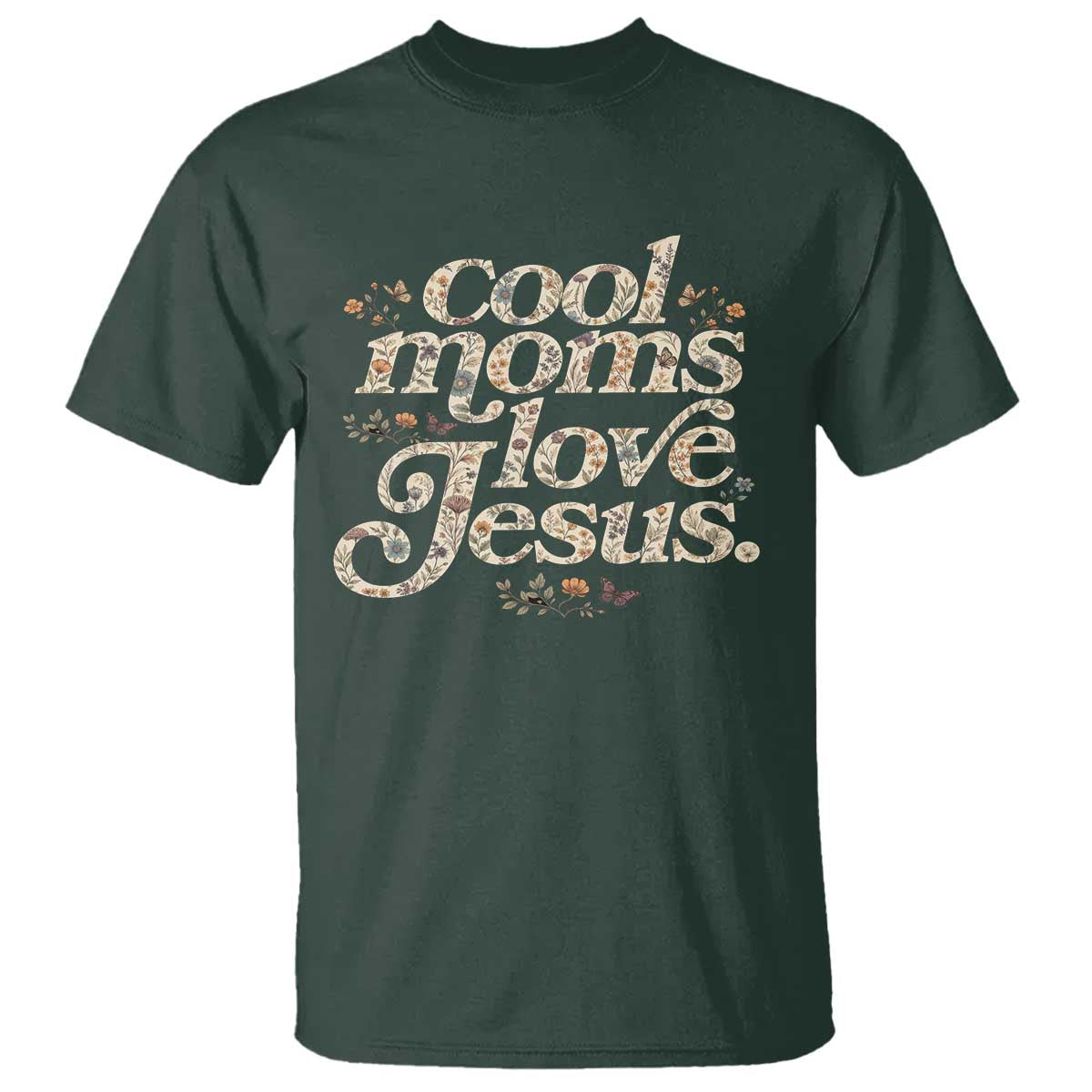 Cool Moms Love Jesus T Shirt Vintage Floral Boho Wildflower Christian Mama Mothers Day