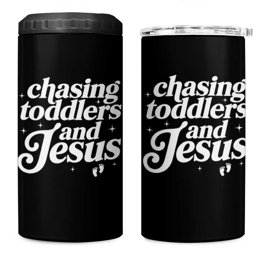 Christian Mom 4 in 1 Can Cooler Tumbler Chasing Jesus And Toddlers