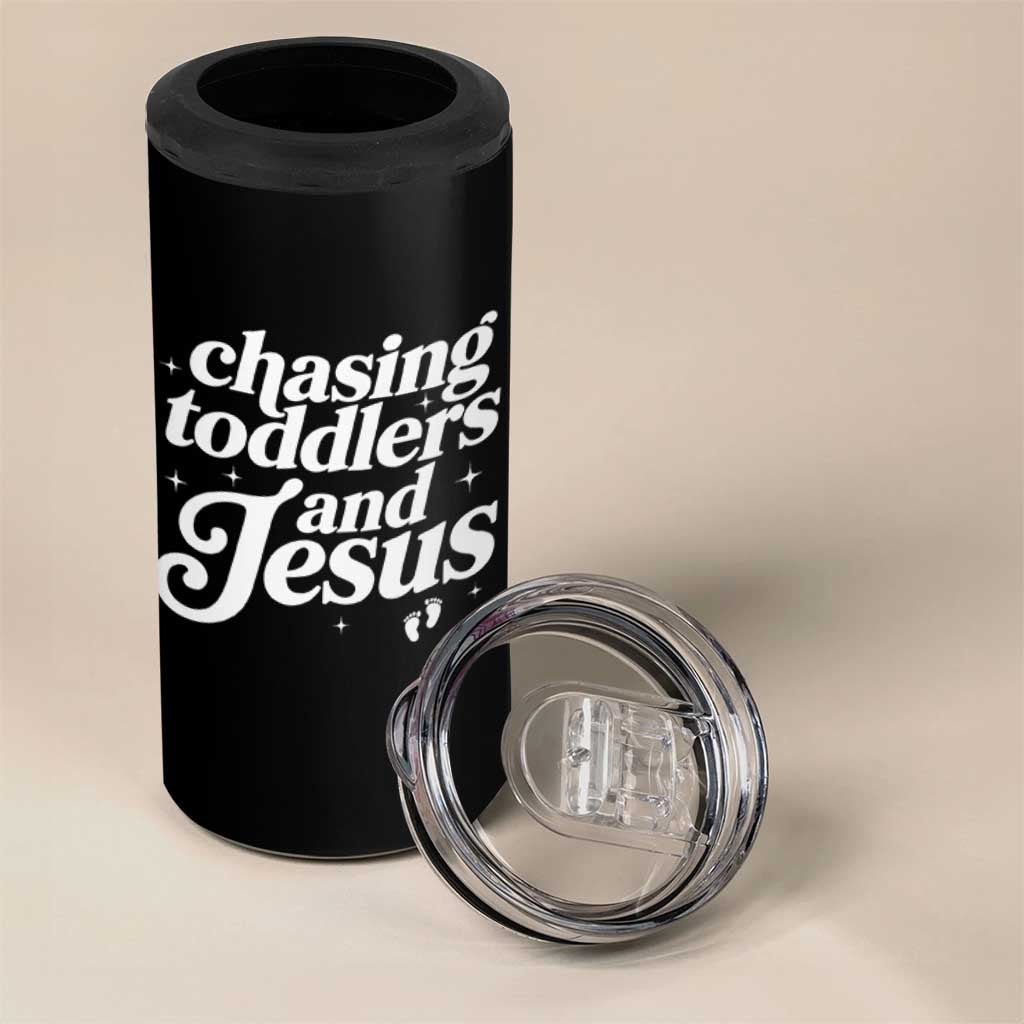 Christian Mom 4 in 1 Can Cooler Tumbler Chasing Jesus And Toddlers