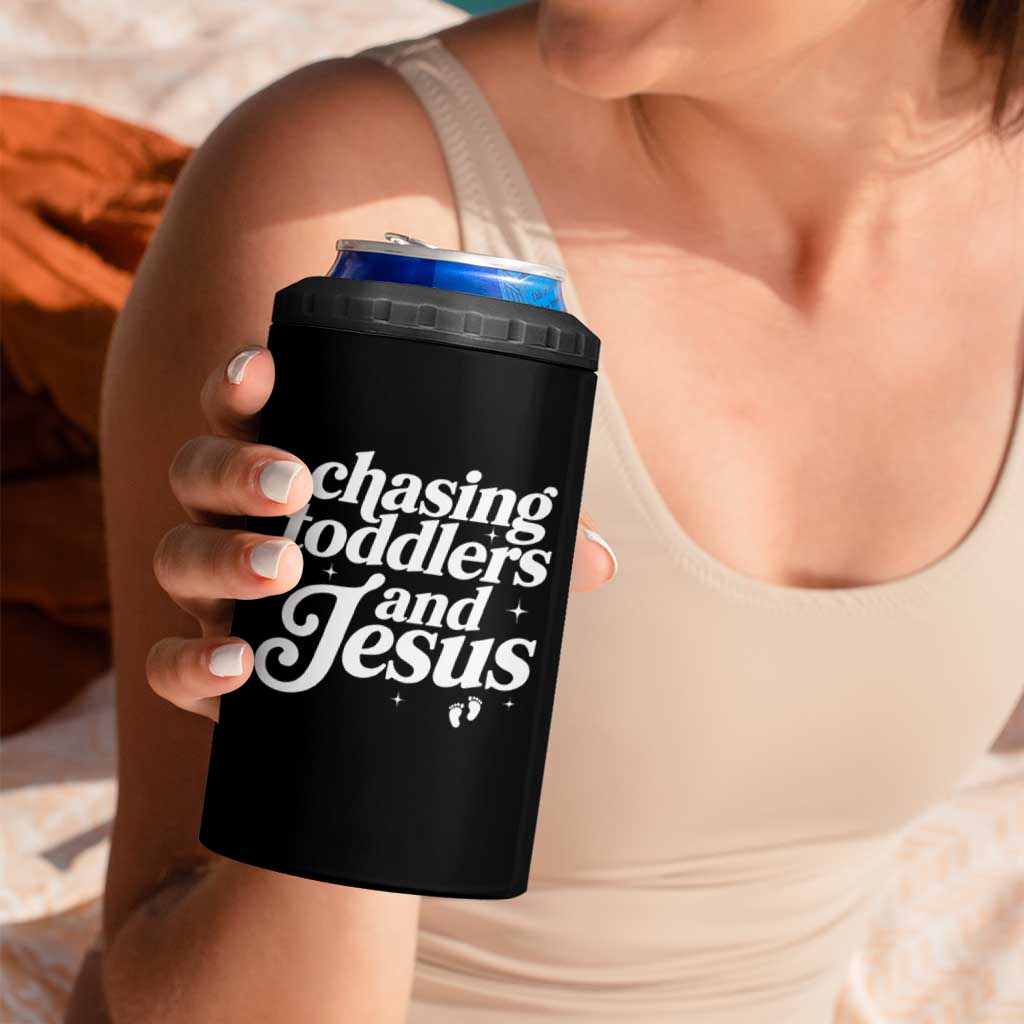 Christian Mom 4 in 1 Can Cooler Tumbler Chasing Jesus And Toddlers