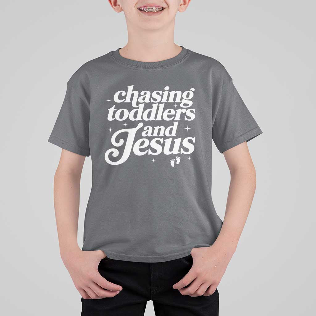 Christian Mom T Shirt For Kid Chasing Jesus And Toddlers