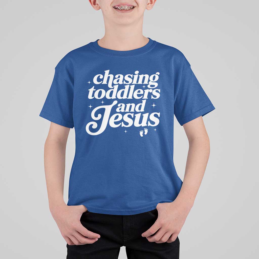 Christian Mom T Shirt For Kid Chasing Jesus And Toddlers