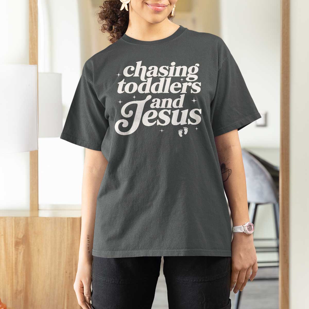 Christian Mom T Shirt For Women Chasing Jesus And Toddlers
