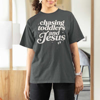 Christian Mom T Shirt For Women Chasing Jesus And Toddlers