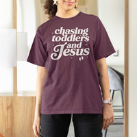 Christian Mom T Shirt For Women Chasing Jesus And Toddlers