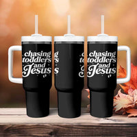 Christian Mom Tumbler With Handle Chasing Jesus And Toddlers