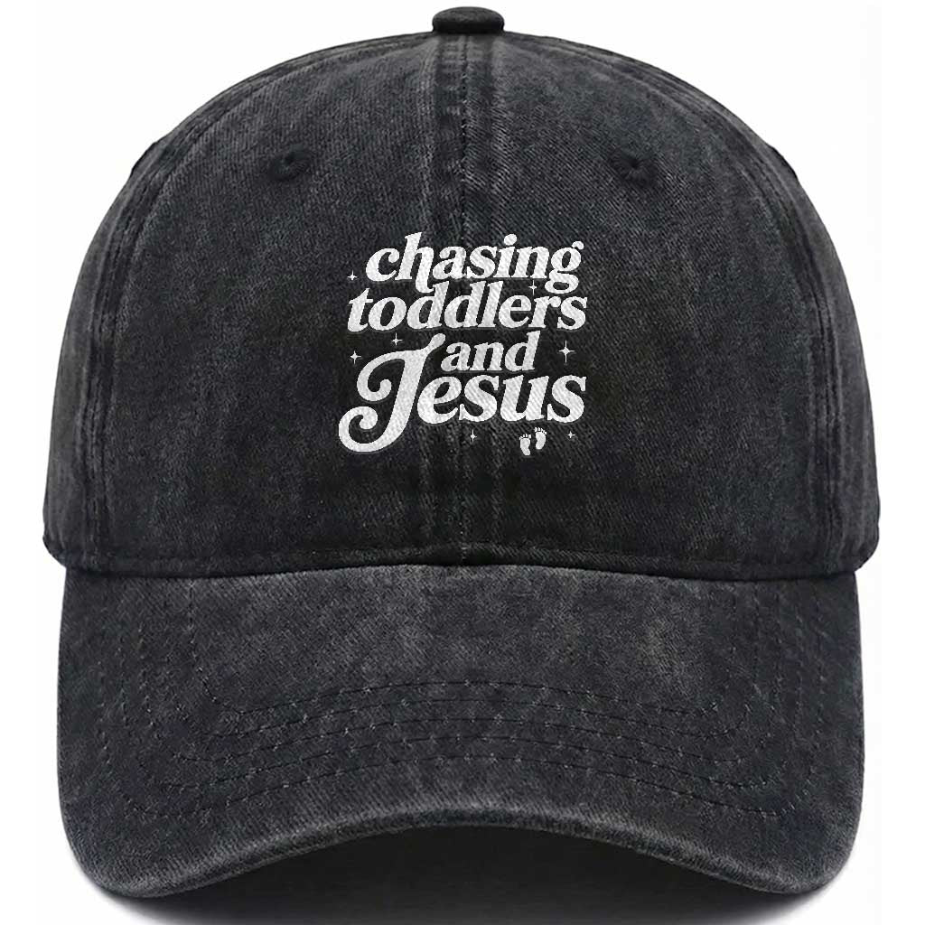 Christian Mom Washed Cotton Baseball Cap Chasing Jesus And Toddlers