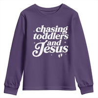 Christian Mom Youth Sweatshirt Chasing Jesus And Toddlers