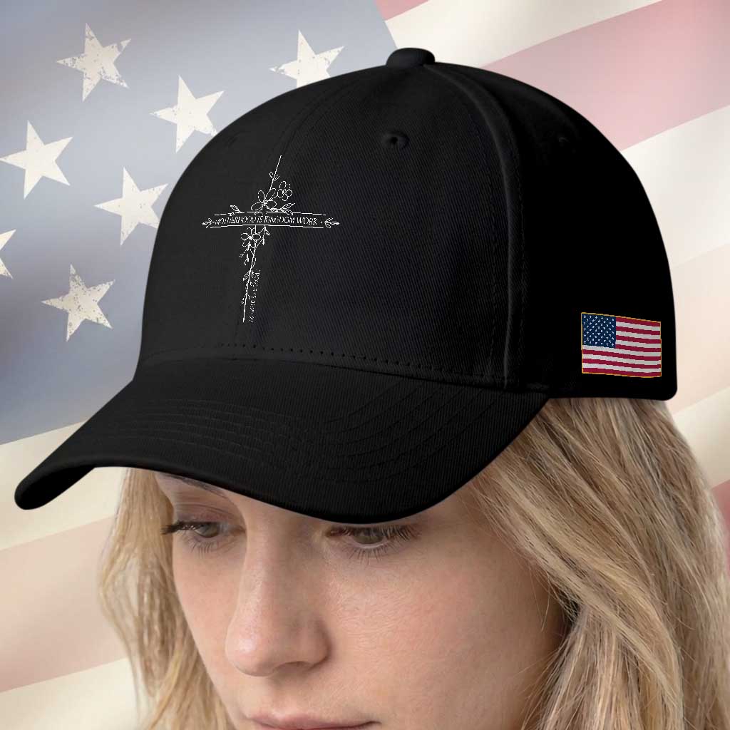 Motherhood Is Kingdom Work Baseball Cap Floral Cross Christian Mama Mothers Day