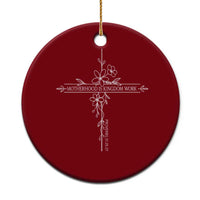 Motherhood Is Kingdom Work Ceramic Ornament Floral Cross Christian Mama Mothers Day
