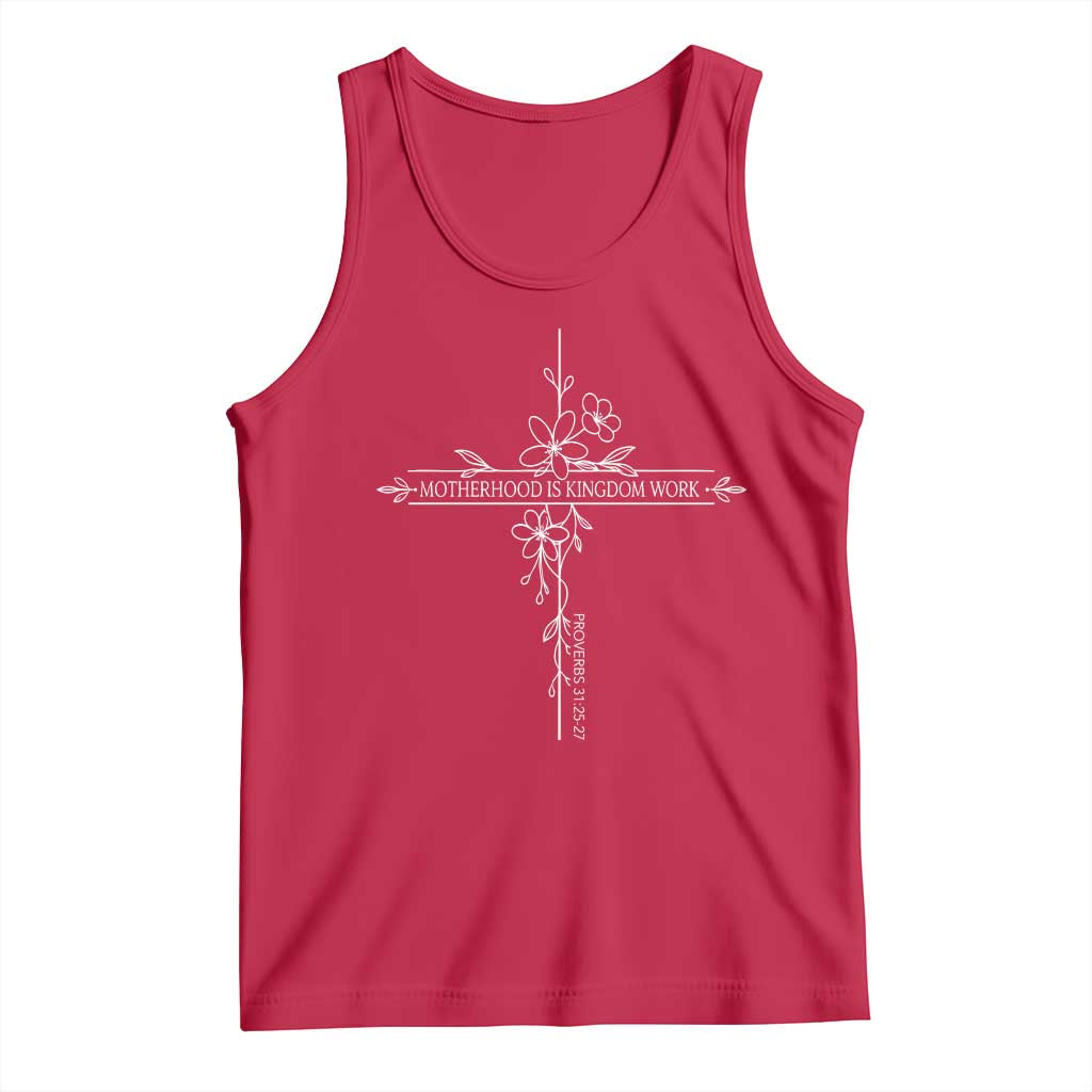 Motherhood Is Kingdom Work Tank Top Floral Cross Christian Mama Mothers Day