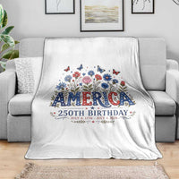 Floral 250th Anniversary Throw Blanket Wildflower Independence Day 250 Years Birthday 1776 2026