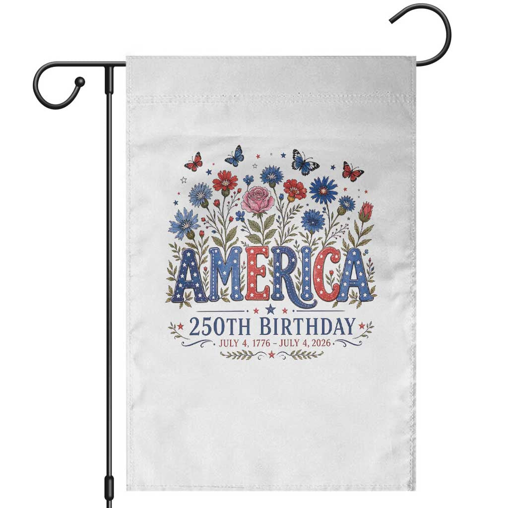 Floral 250th Anniversary Garden Flag Wildflower Independence Day 250 Years Birthday 1776 2026