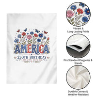 Floral 250th Anniversary Garden Flag Wildflower Independence Day 250 Years Birthday 1776 2026