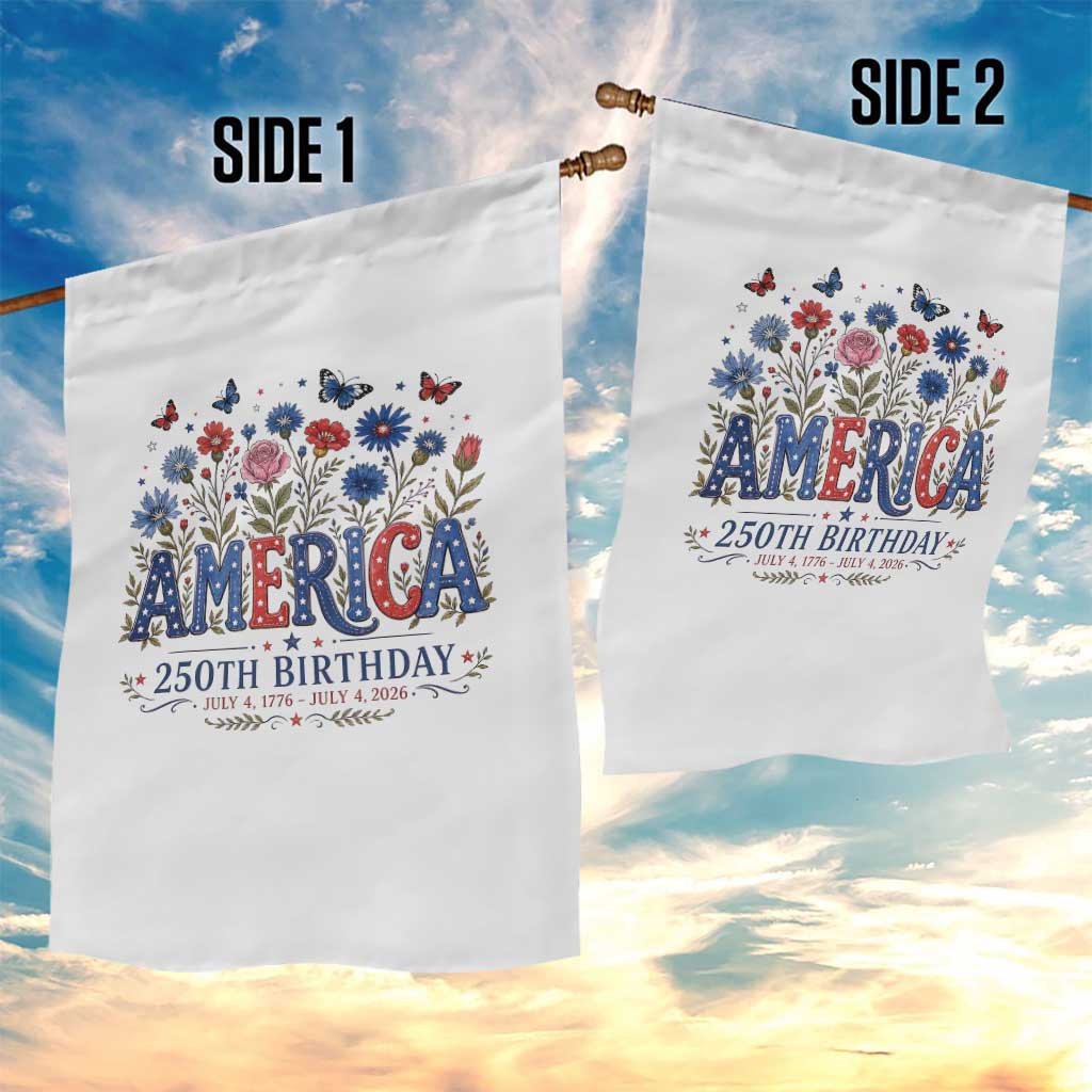 Floral 250th Anniversary Garden Flag Wildflower Independence Day 250 Years Birthday 1776 2026