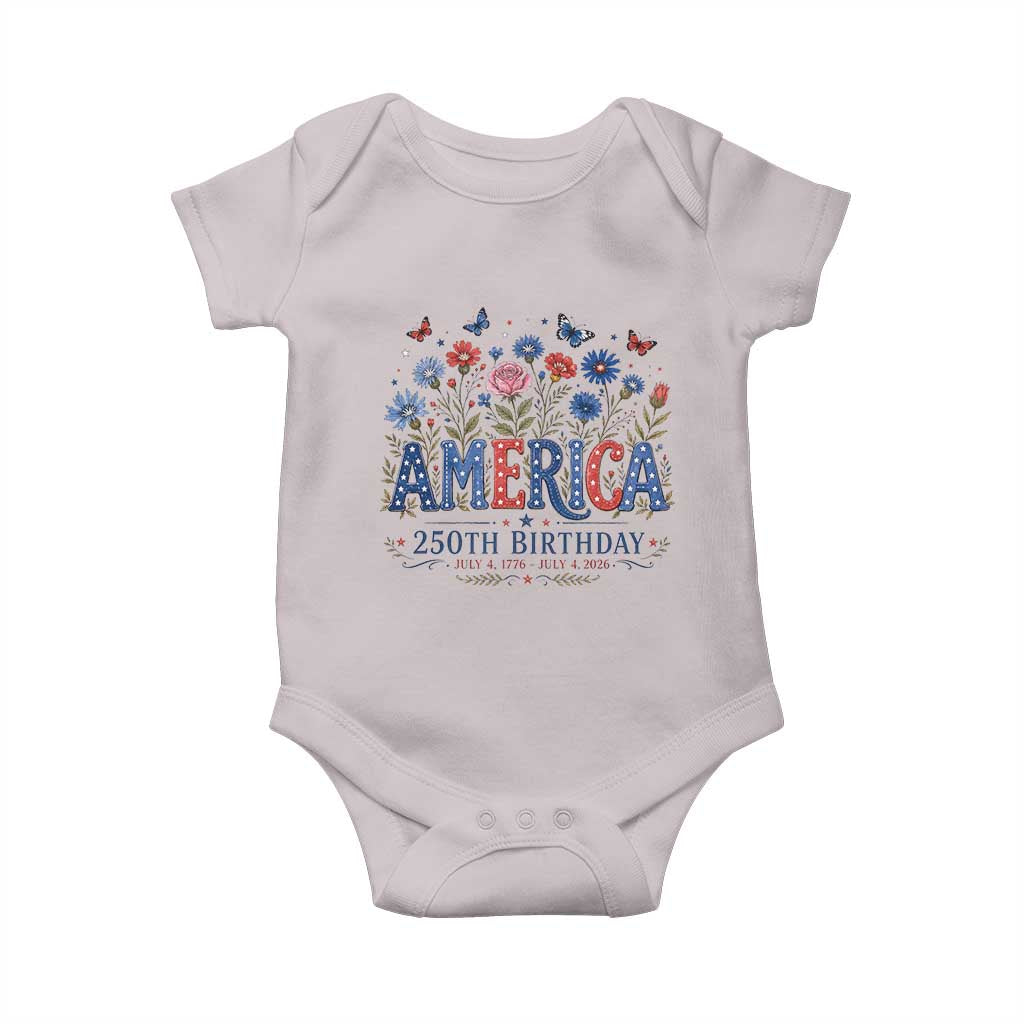 Floral 250th Anniversary Baby Onesie Wildflower Independence Day 250 Years Birthday 1776 2026