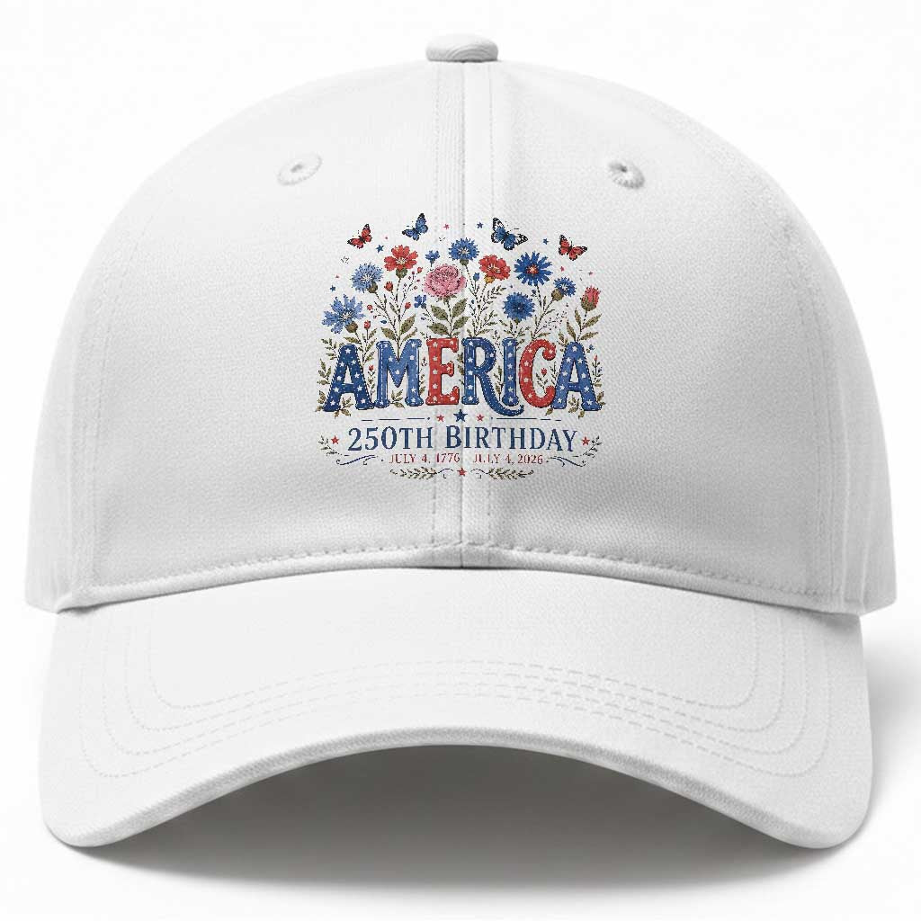 Floral 250th Anniversary Baseball Cap Wildflower Independence Day 250 Years Birthday 1776 2026