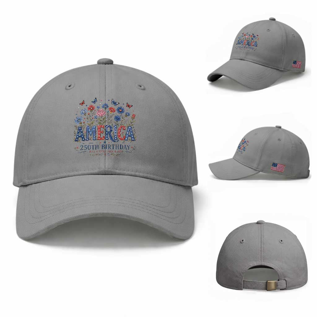 Floral 250th Anniversary Baseball Cap Wildflower Independence Day 250 Years Birthday 1776 2026