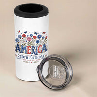 Floral 250th Anniversary 4 in 1 Can Cooler Tumbler Wildflower Independence Day 250 Years Birthday 1776 2026