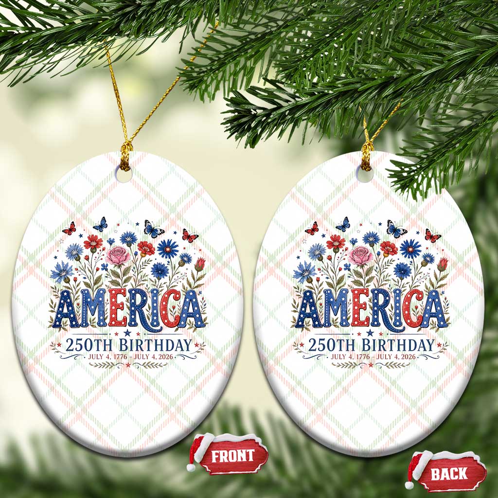 Floral 250th Anniversary Ceramic Ornament Wildflower Independence Day 250 Years Birthday 1776 2026
