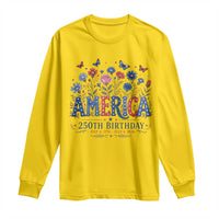 Floral 250th Anniversary Long Sleeve Shirt Wildflower Independence Day 250 Years Birthday 1776 2026
