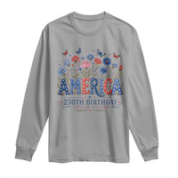 Floral 250th Anniversary Long Sleeve Shirt Wildflower Independence Day 250 Years Birthday 1776 2026