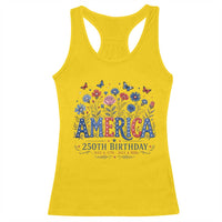 Floral 250th Anniversary Racerback Tank Top Wildflower Independence Day 250 Years Birthday 1776 2026