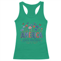 Floral 250th Anniversary Racerback Tank Top Wildflower Independence Day 250 Years Birthday 1776 2026
