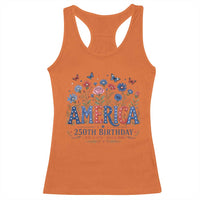 Floral 250th Anniversary Racerback Tank Top Wildflower Independence Day 250 Years Birthday 1776 2026