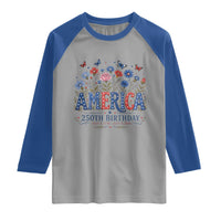 Floral 250th Anniversary Raglan Shirt Wildflower Independence Day 250 Years Birthday 1776 2026