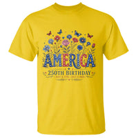 Floral 250th Anniversary T Shirt Wildflower Independence Day 250 Years Birthday 1776 2026