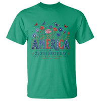 Floral 250th Anniversary T Shirt Wildflower Independence Day 250 Years Birthday 1776 2026