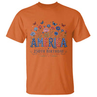 Floral 250th Anniversary T Shirt Wildflower Independence Day 250 Years Birthday 1776 2026
