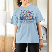 Floral 250th Anniversary T Shirt For Women Wildflower Independence Day 250 Years Birthday 1776 2026