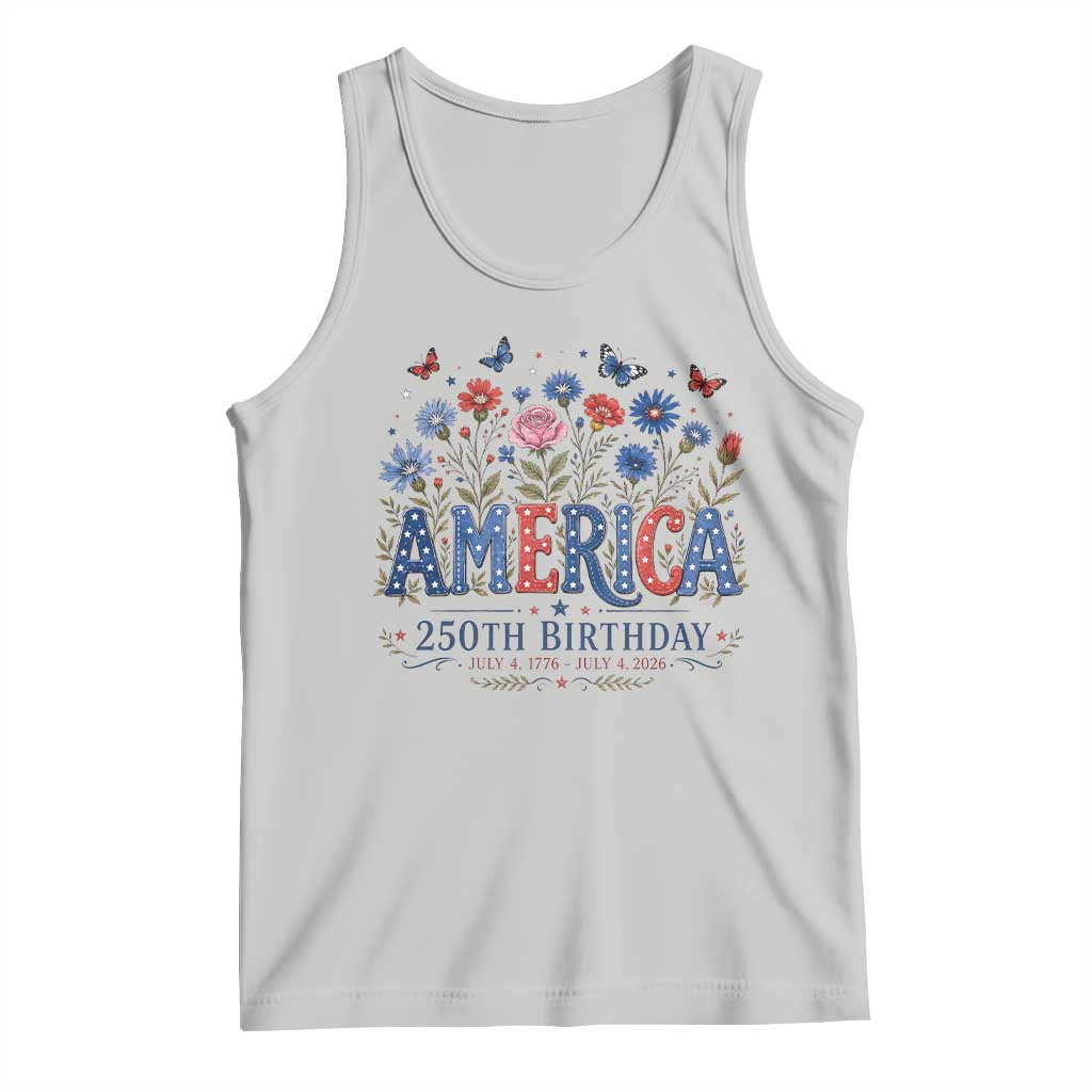 Floral 250th Anniversary Tank Top Wildflower Independence Day 250 Years Birthday 1776 2026