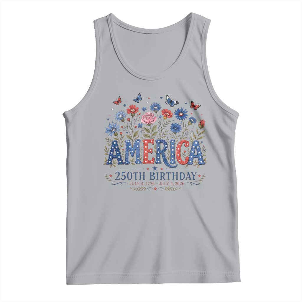 Floral 250th Anniversary Tank Top Wildflower Independence Day 250 Years Birthday 1776 2026