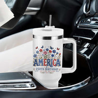 Floral 250th Anniversary Tumbler With Handle Wildflower Independence Day 250 Years Birthday 1776 2026
